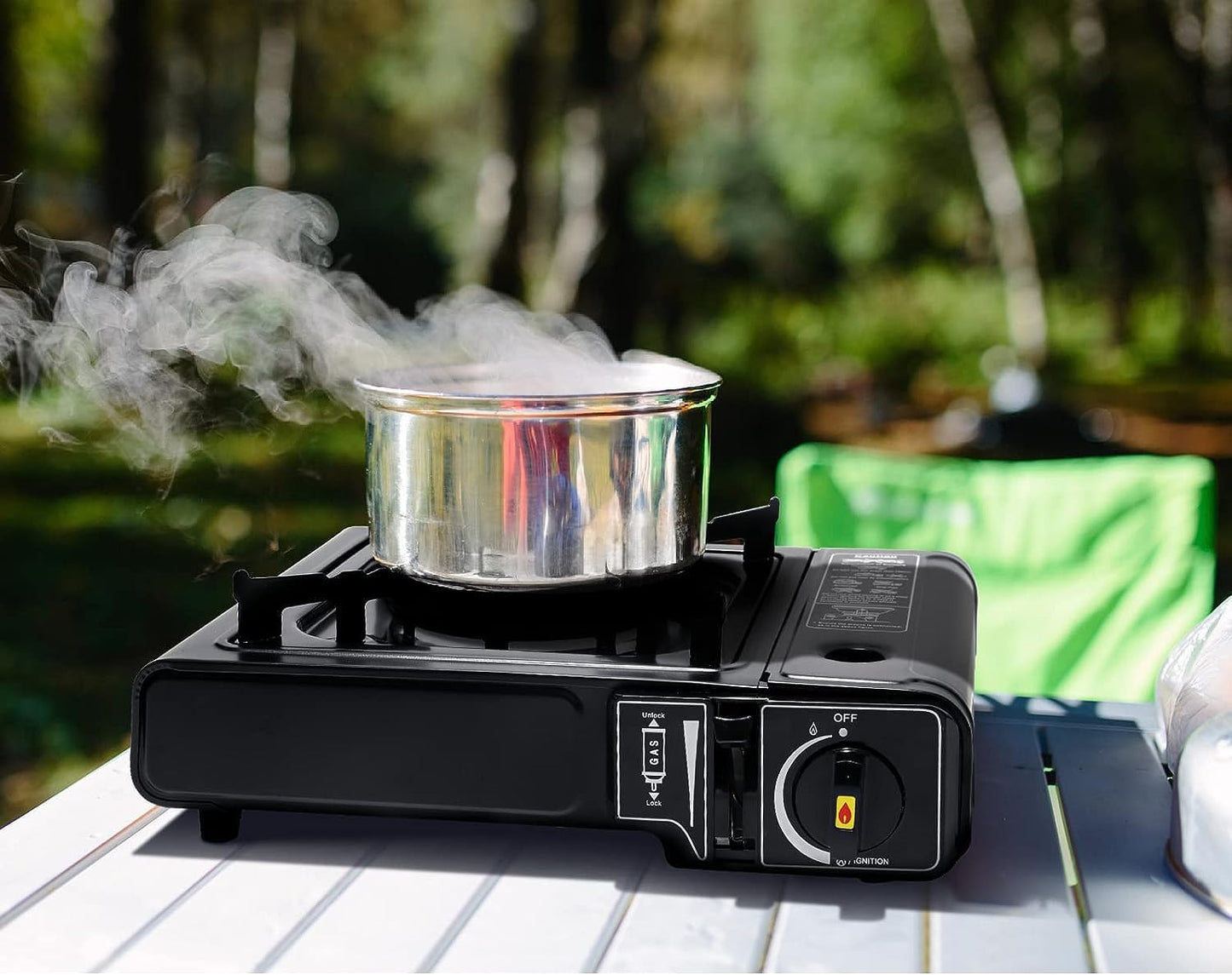 E+ Aluminium Dual Fuel Portable Gas Stove for Propane & Butane, Camping Stove with Single Burner