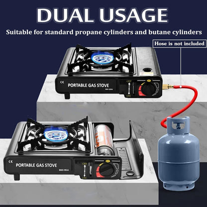 E+ Aluminium Dual Fuel Portable Gas Stove for Propane & Butane, Camping Stove with Single Burner