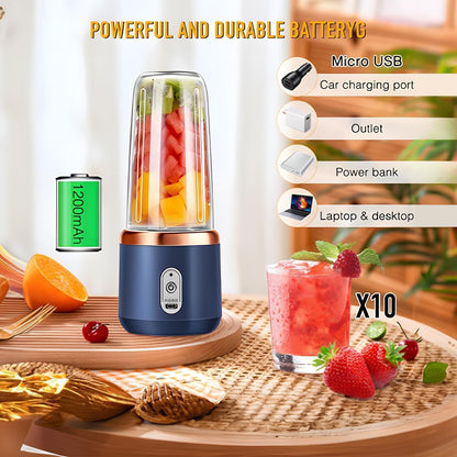E+ Portable Juicer Blenders For Smoothies And Juices, USB Rechargeable Mini Juicer Bottle Mixer Shake Maker Machine