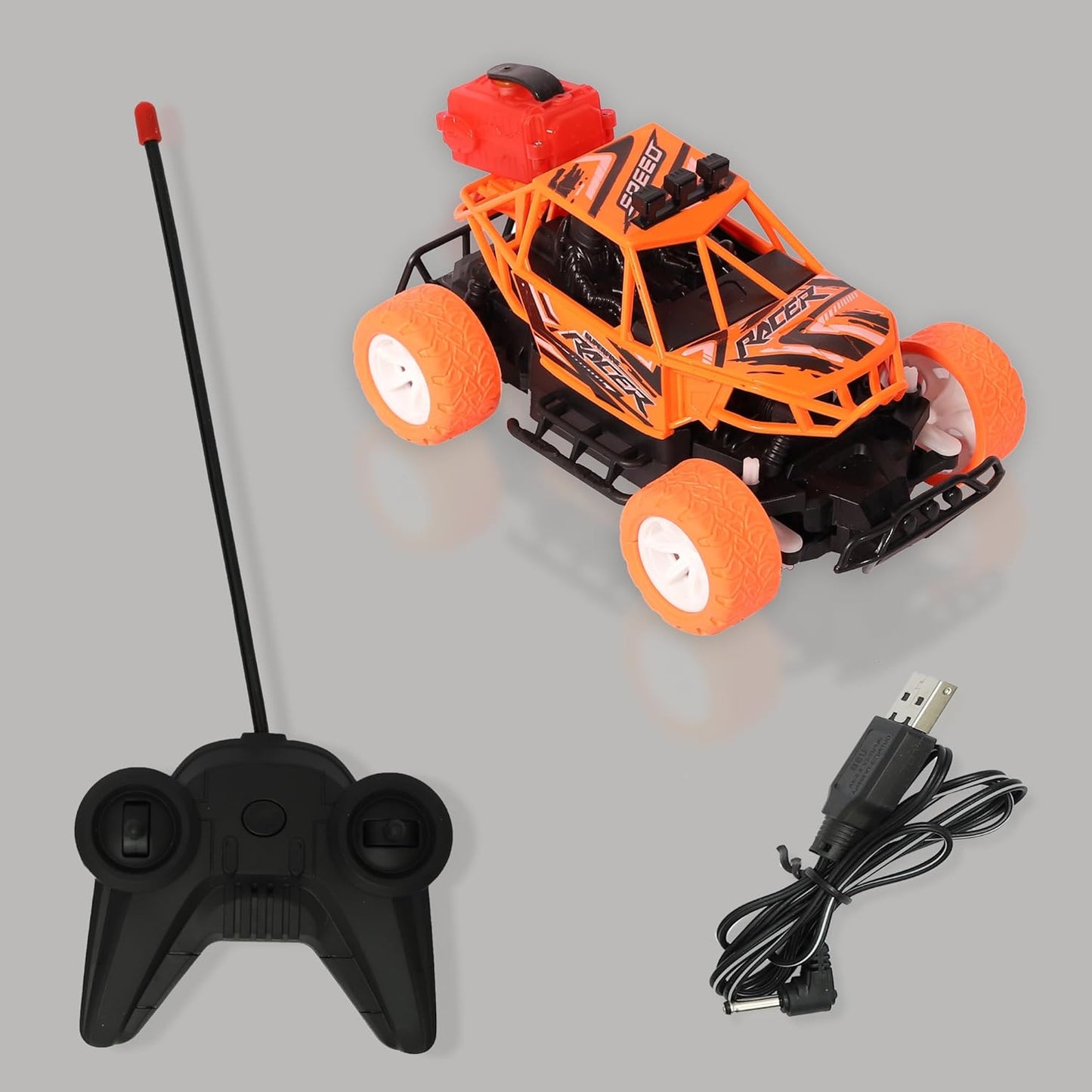 E+ Remote Control Car for Kids with Mist Smoke Spray Function 2 WD Monster Truck Rock Crawler Climbing RC Toy Vehicle Car for Boys and Girls (Orange) (Latest 2024)
