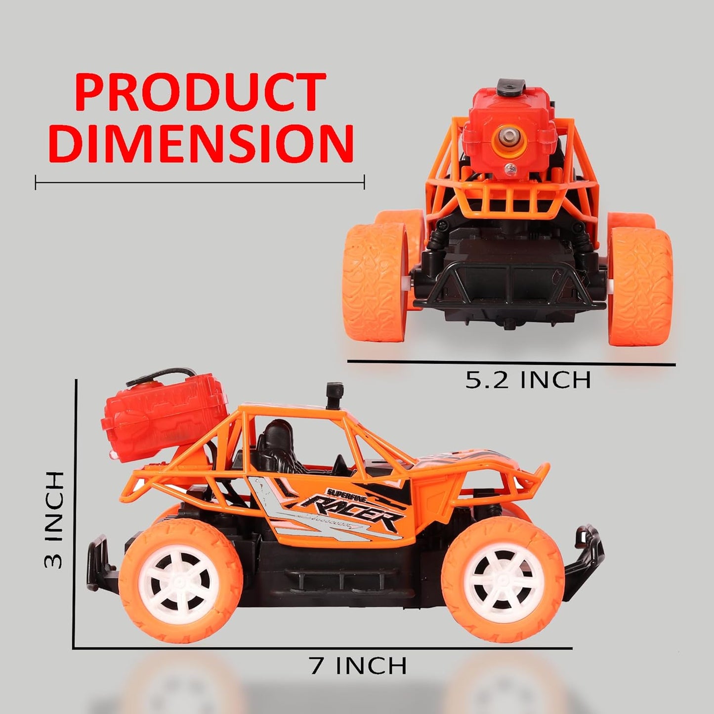E+ Remote Control Car for Kids with Mist Smoke Spray Function 2 WD Monster Truck Rock Crawler Climbing RC Toy Vehicle Car for Boys and Girls (Orange) (Latest 2024)