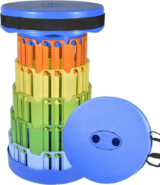 E+ Sold true Plastic Portable Adjustable Foldable Stool For Indoor, Outdoor, Camping, Picnic, Gardening Travel Heavy Quality Material (Rainbow Color) - 15 Cm, 10 Cm, Multicolor