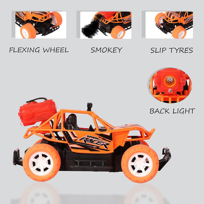 E+ Remote Control Car for Kids with Mist Smoke Spray Function 2 WD Monster Truck Rock Crawler Climbing RC Toy Vehicle Car for Boys and Girls (Orange) (Latest 2024)
