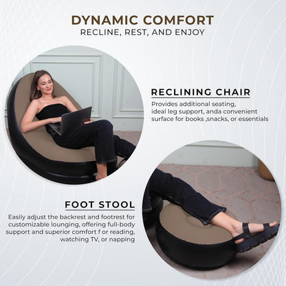 E+ Inflatable Lounge Chair with Household Air Pump, Comfortable Air Sofa for Indoor/Outdoor Use