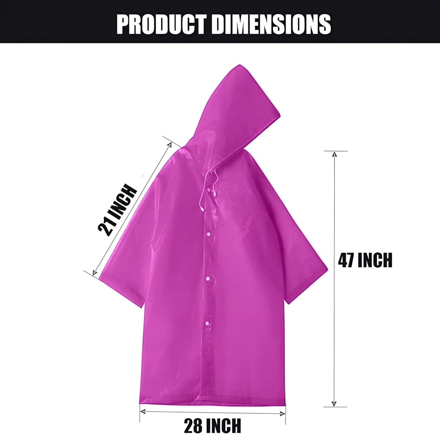 E+ EVA Waterproof Rain Coat Hooded Universal Outdoor Water Resistant Portable Suit for Men Women Boys & Girls (Universal Size, 1 Pc Pink)