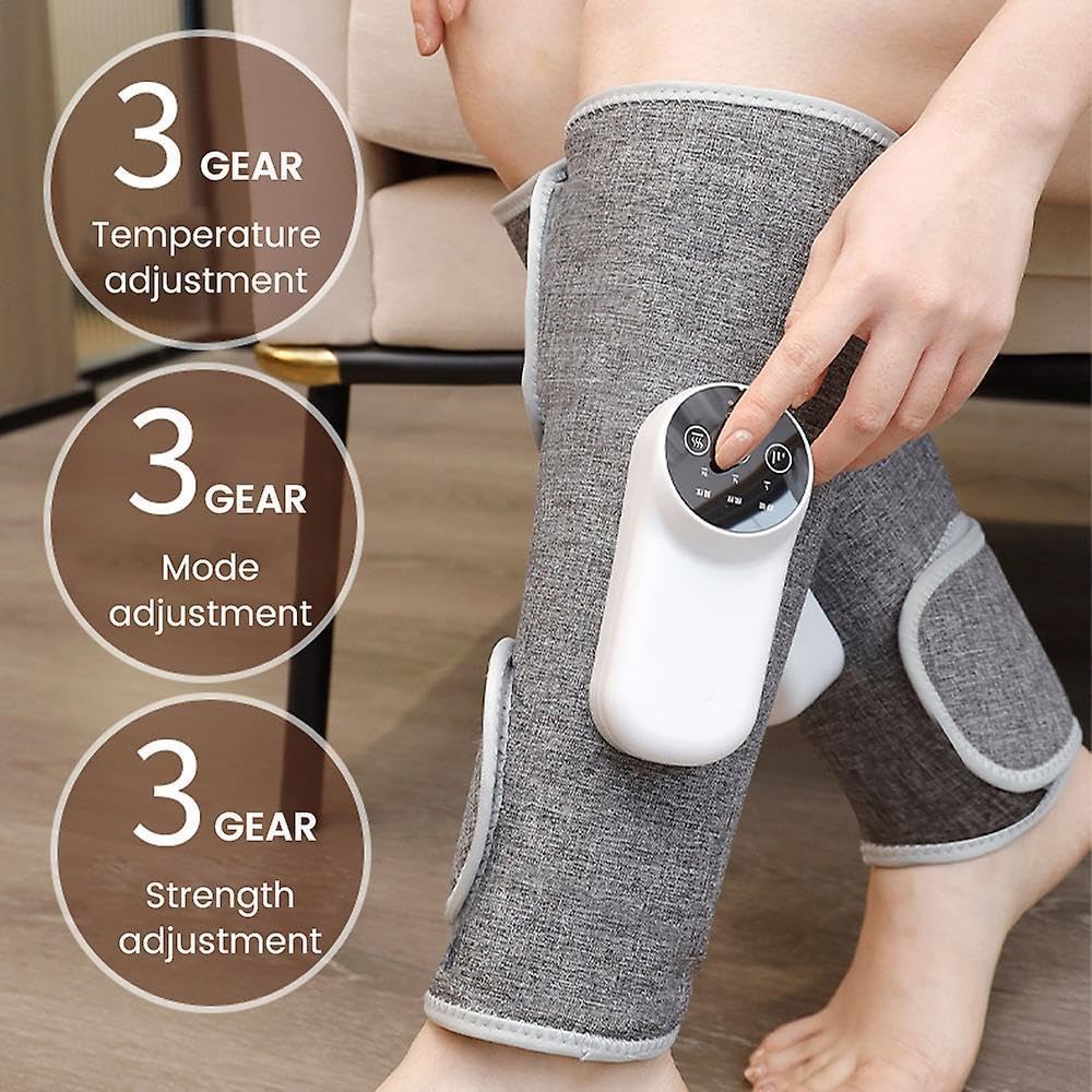 E+ Leg Massager for Circulation and Pain Relief, Calf Air Compression Massager with Heat, Leg Massager with 3 Intensities, 3 Modes, Easy to Use, Muscle Relaxation