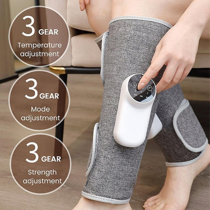 E+ Leg Massager for Circulation and Pain Relief, Calf Air Compression Massager with Heat, Leg Massager with 3 Intensities, 3 Modes, Easy to Use, Muscle Relaxation