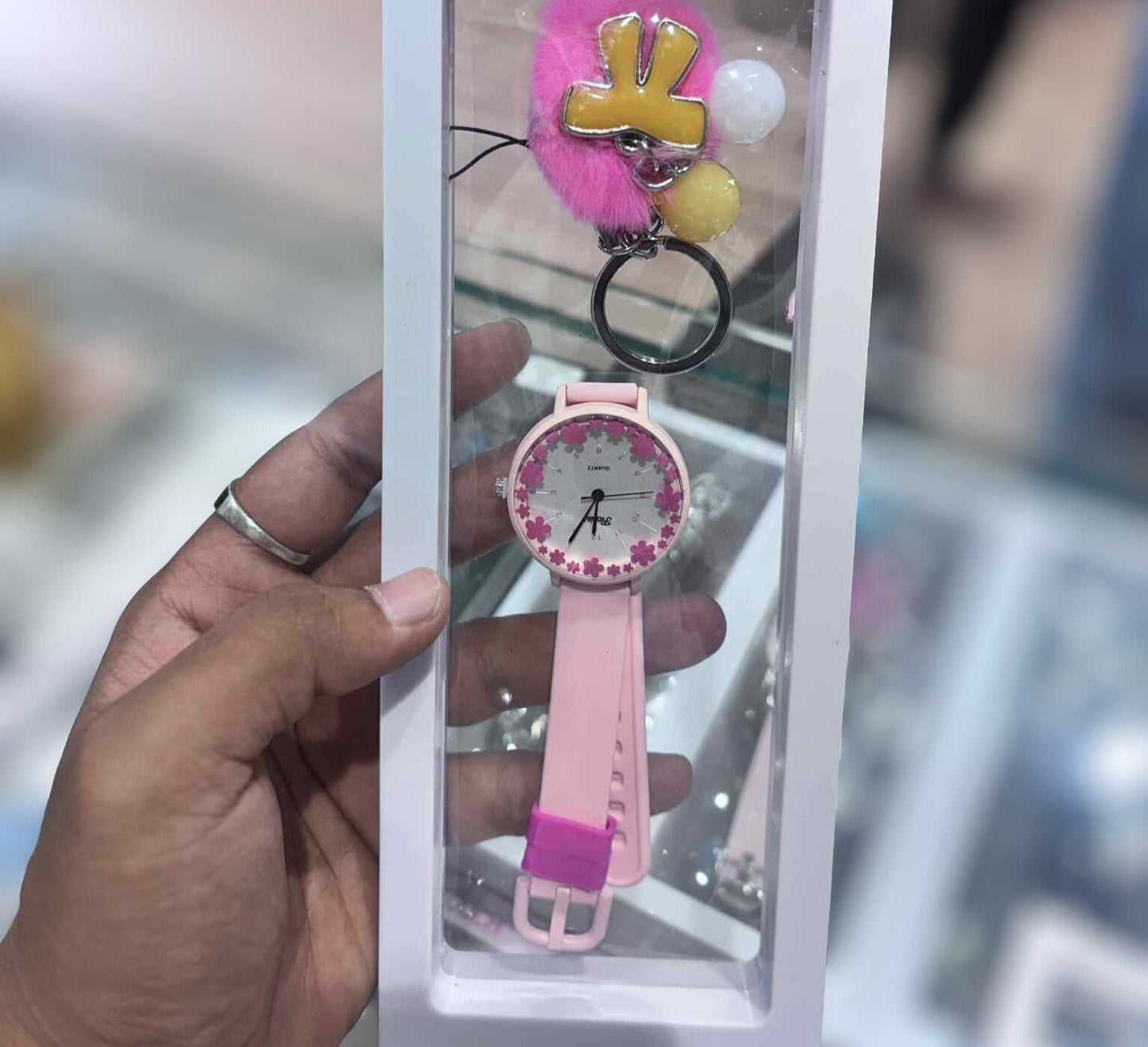 E+ Pink Floral Analog Wristwatch