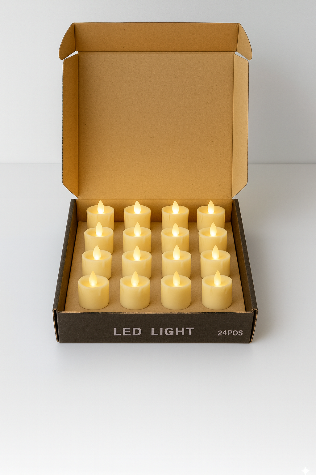 E+ LED Wax Candle Light (Pack of 24) – Realistic Flickering Flameless