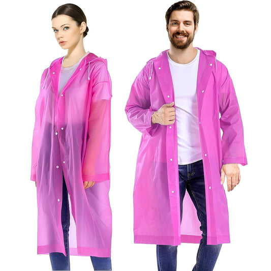 E+ EVA Waterproof Rain Coat Hooded Universal Outdoor Water Resistant Portable Suit for Men Women Boys & Girls (Universal Size, 1 Pc Pink)