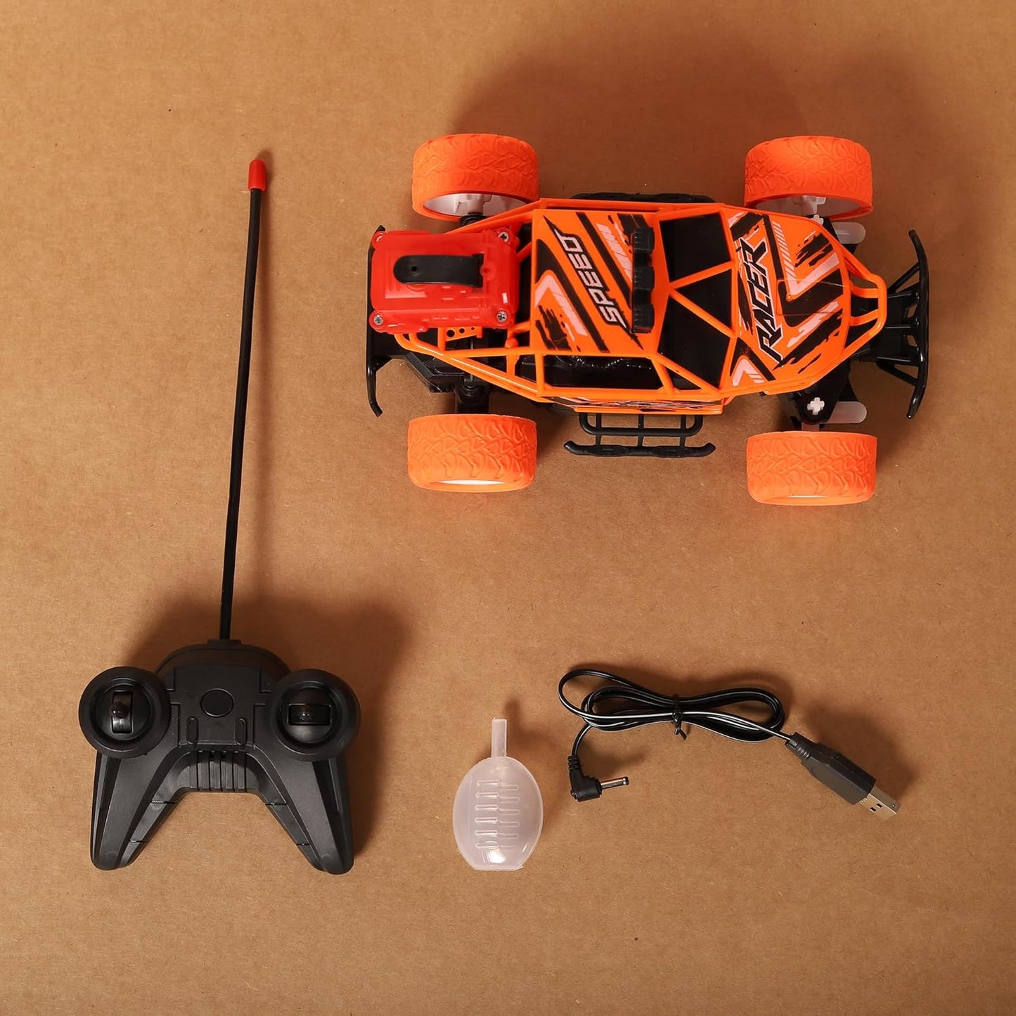 E+ Remote Control Car for Kids with Mist Smoke Spray Function 2 WD Monster Truck Rock Crawler Climbing RC Toy Vehicle Car for Boys and Girls (Orange) (Latest 2024)