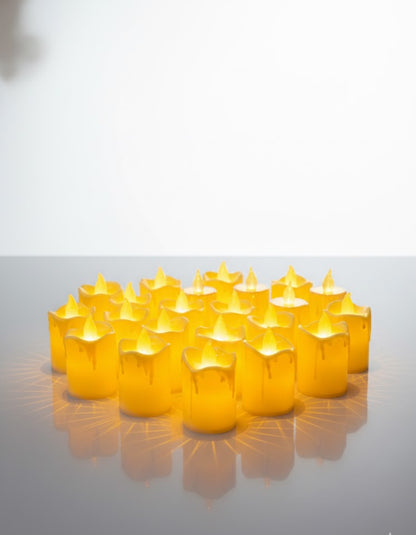 E+ LED Wax Candle Light (Pack of 24) – Realistic Flickering Flameless