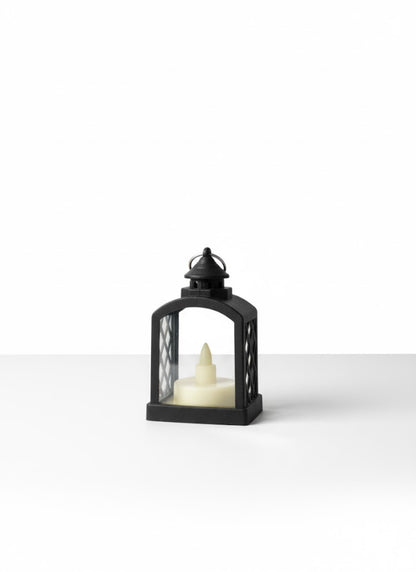 E+LED Lanterns with Flickering Candle Light – Black & White Vintage Style (PACK OF 24)