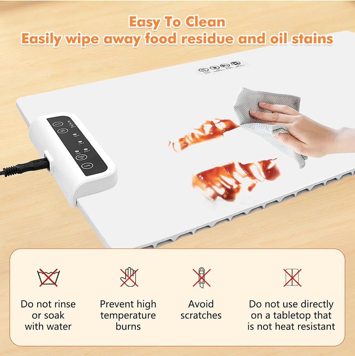 E+ Electric Food Warmer Large Silicone Warming Mat Foldable Full Surface Warming Tray with 3 Adjustable Temperature Time for Buffets Parties