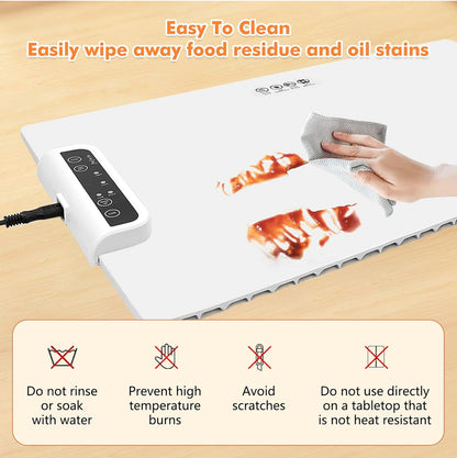 E+ Electric Food Warmer Large Silicone Warming Mat Foldable Full Surface Warming Tray with 3 Adjustable Temperature Time for Buffets Parties