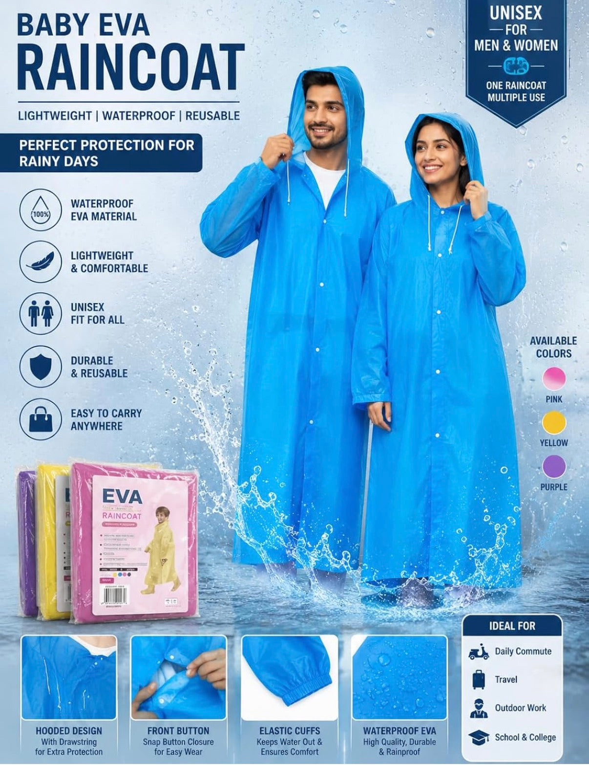 Waterproof Raincoat for Men & Women | Unisex Raincoat