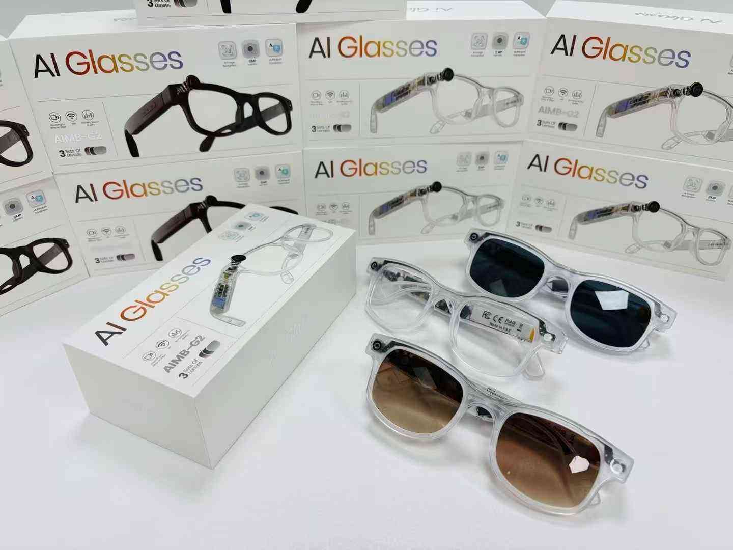 E+ AIMB-G2 Smart AI Camera Glasses With 3 set Lenses