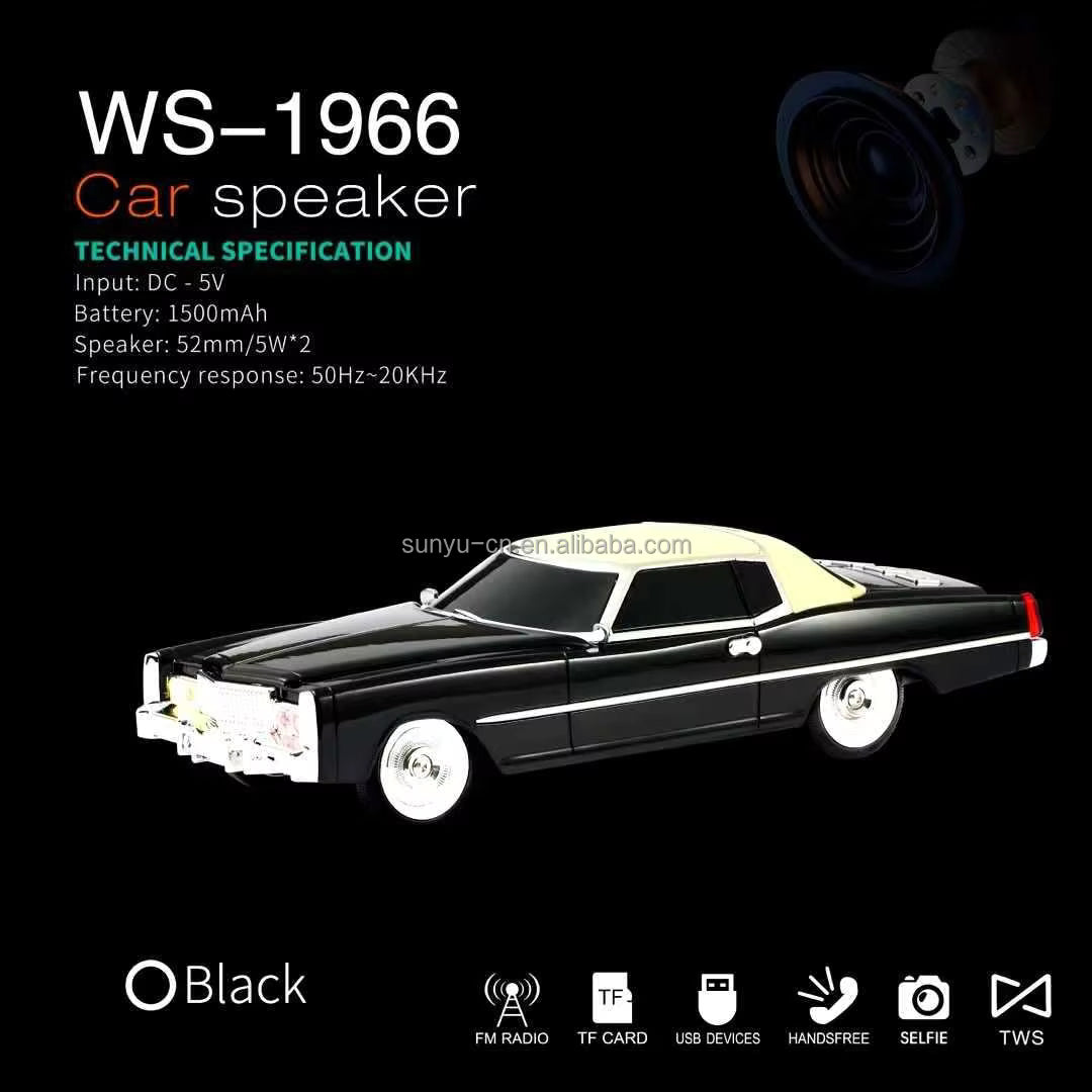 E+ WS-1966 Portable Vintage Car-Shaped Rechargeable Bluetooth Speaker
