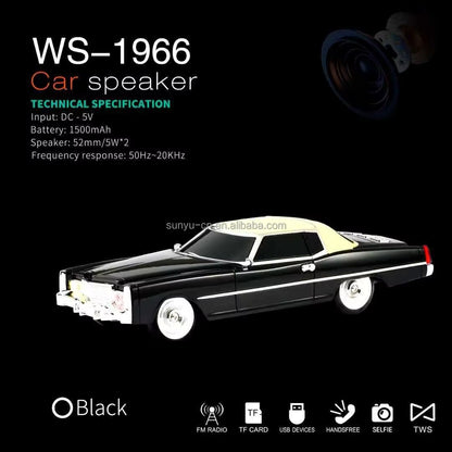 E+ WS-1966 Portable Vintage Car-Shaped Rechargeable Bluetooth Speaker