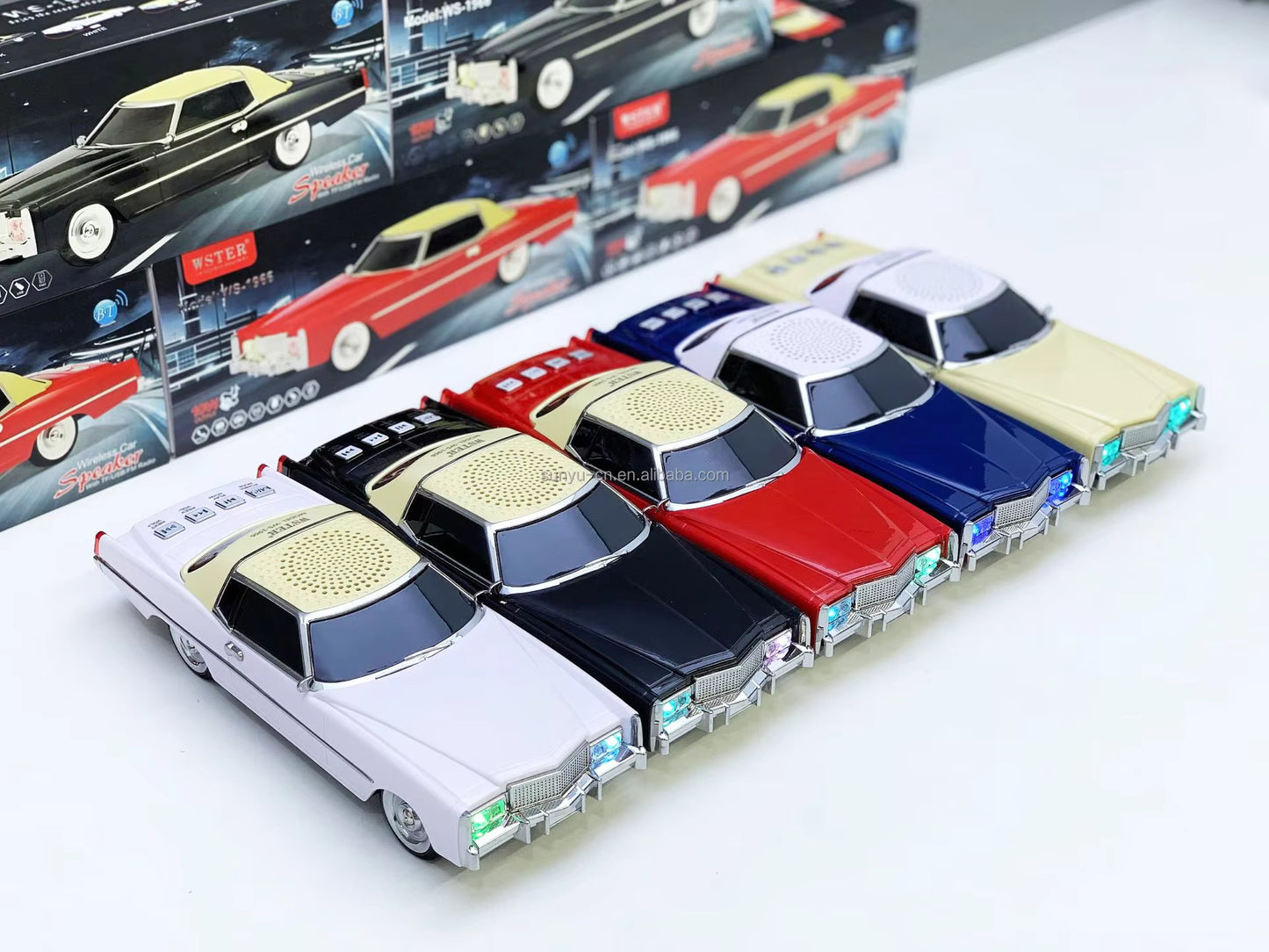 E+ WS-1966 Portable Vintage Car-Shaped Rechargeable Bluetooth Speaker