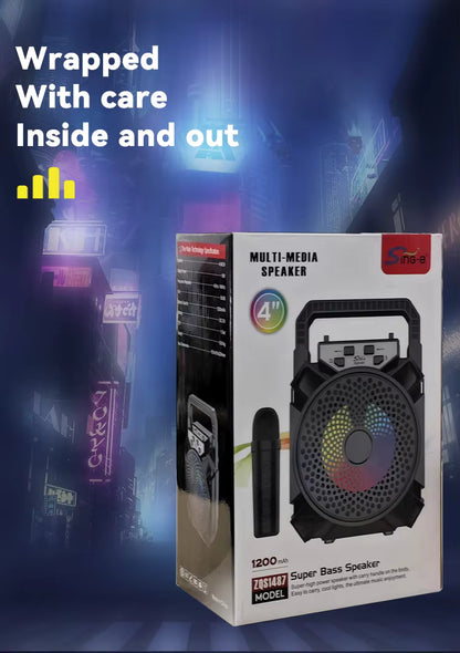 E+ 4-Inch Mini BT/USB Speaker With Wireless Microphone