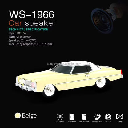 E+ WS-1966 Portable Vintage Car-Shaped Rechargeable Bluetooth Speaker