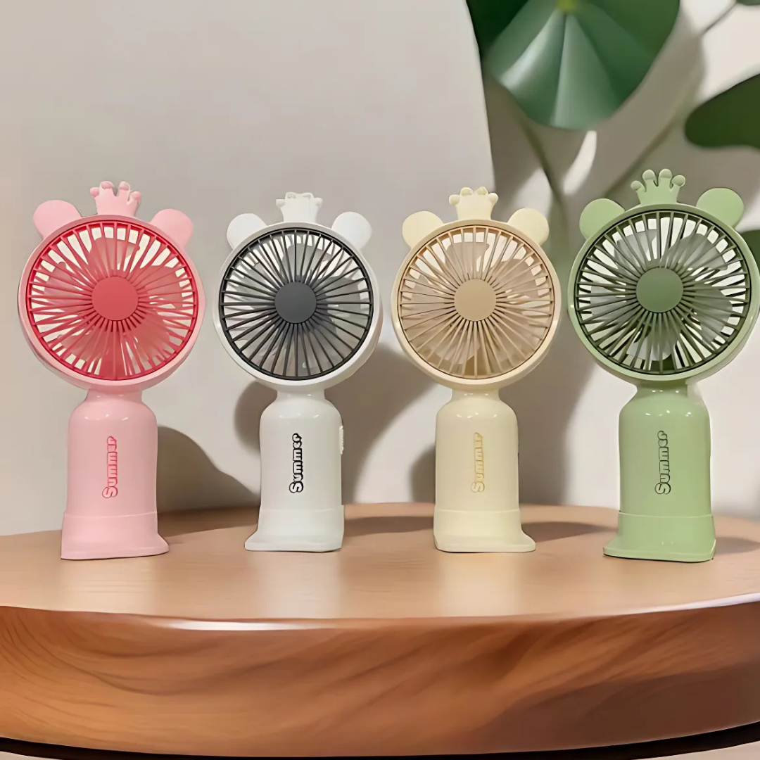 Mini USB Handheld Fan with Ears, Crown and LED Light – Jugaaddeal