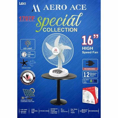 E+ HINCAVO 16 INCH AERO ACE Table DESK Fan, 3-Speed Electric Desk Fan, White rechargeble fan WITH 90 DEGREE ROTATE 12 HR BACKUP
