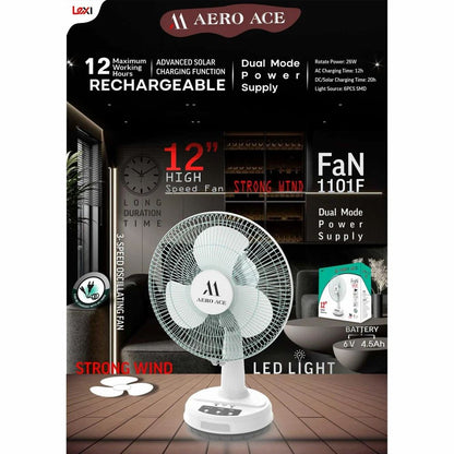 E+ HINCAVO 16 INCH AERO ACE Table DESK Fan, 3-Speed Electric Desk Fan, White rechargeble fan WITH 90 DEGREE ROTATE 12 HR BACKUP