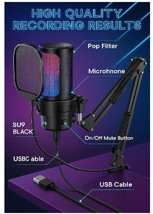 E+ USB CONDENSER MICROPHONE BRILLANT RGB LIGHTING