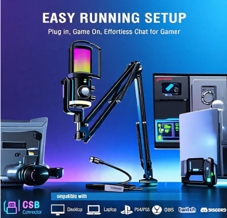 E+ USB CONDENSER MICROPHONE BRILLANT RGB LIGHTING