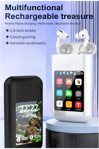 E+ EARBUDS WITH HD SCREEN, GAMEPLAY, LIGHT EMERGENCY, AND MUSIC