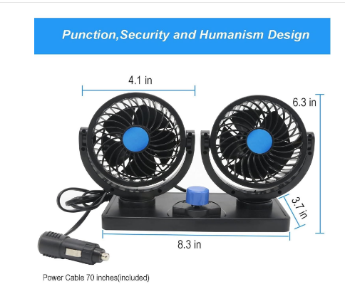 E+ DOUBLE HEADED VEHICLE FAN