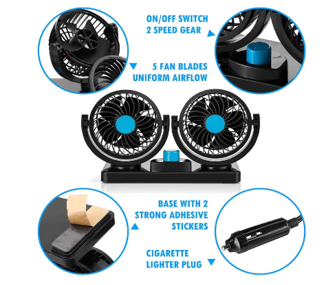 E+ DOUBLE HEADED VEHICLE FAN