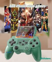 E+ 2024 New Arrival Q20 Handheld Game Console+ Controller in One, 520 Games Single Double Player Game