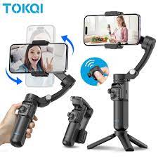 E+ Tokqi M02 Handheld Gimbal Zoom Function Folding Cellphone Stabilizer for Phone with Ai Tracking Camera and Magnetic Fill Light