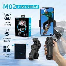 E+ Tokqi M02 Handheld Gimbal Zoom Function Folding Cellphone Stabilizer for Phone with Ai Tracking Camera and Magnetic Fill Light