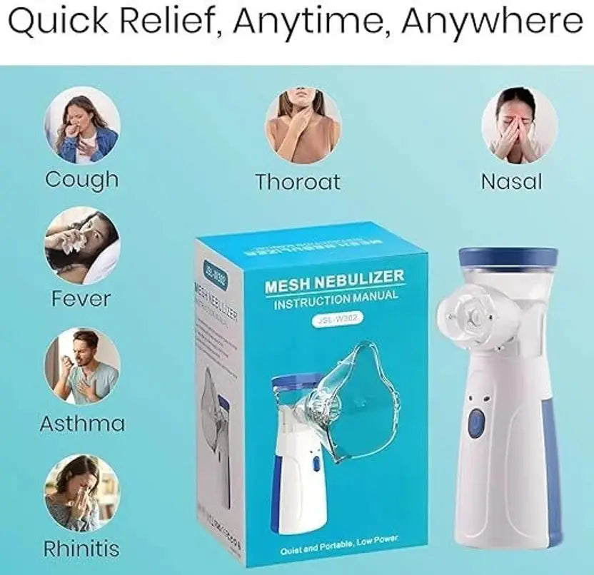 E+ Portable Nebulizer for Adults,Kids for Breathing Problem White-Blue Nebulizer