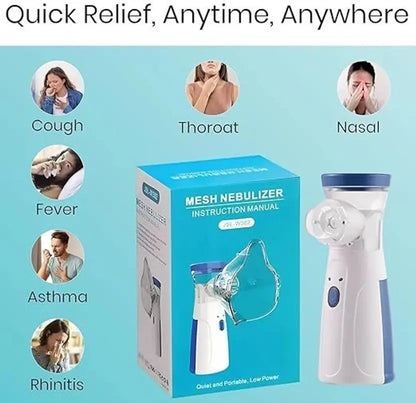 E+ Portable Nebulizer for Adults,Kids for Breathing Problem White-Blue Nebulizer