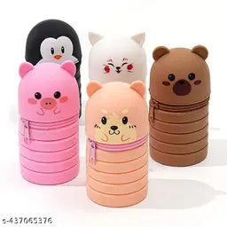 E+ Pencil Case Telescopic Container Art Plastic Pencil Box